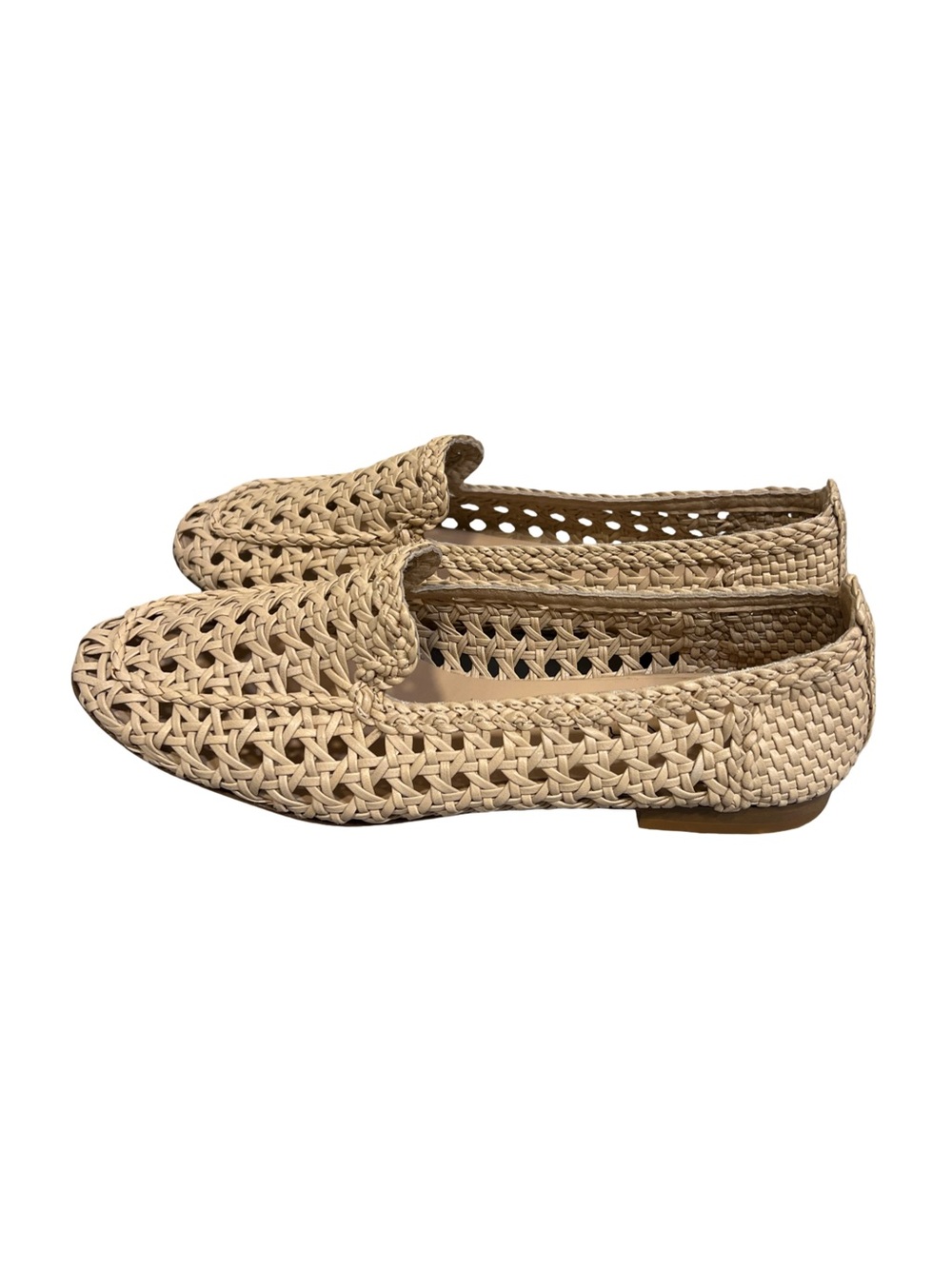Woven Slip-On Loafers in Natural Beige